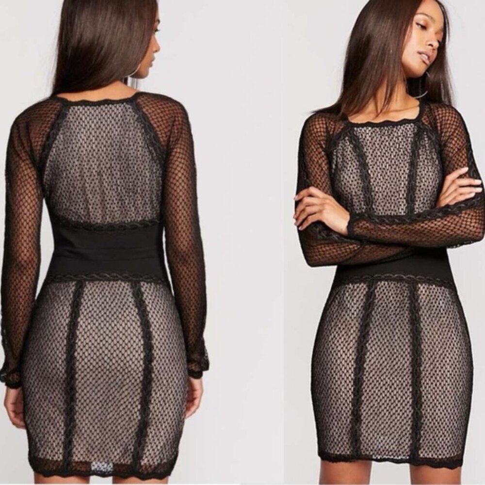 Free People Mixed lace & Mesh Bodycon Dress